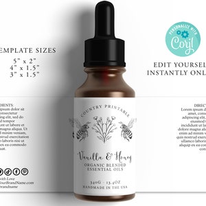 Étiquette de bouteille de compte-gouttes BIO, étiquette de produit personnalisé, étiquette d'huile essentielle de bricolage, étiquette de compte-gouttes APOTHECARY, étiquette d'abeille 2oz, étiquette de 3oz, Kraft Corjl