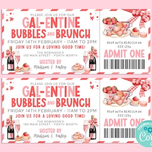 VALENTINE Gal-entine Party Flyer bearbeitbare Vorlage, Girls Night Out, einladen, Valentine Party, Ticket-Einladung, Printable Invite Corjl,