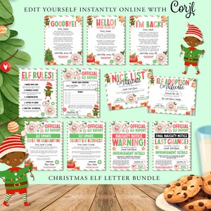 15 x WEIHNACHTS Elf Brief Bundle, Weihnachtselfen Aktivitäten, Schöne Liste, Weihnachten, Zertifikate Briefe, Elfen Spiele, Printable, Elfie