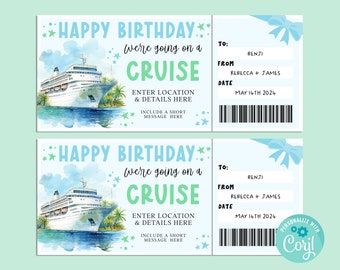 Happy Birthday CRUISE Gift Ticket, Happy Birthday Gift Card Gift Certificate, Surprise Ticket, Summer Road Trip Vacation Getaway, INSTANT