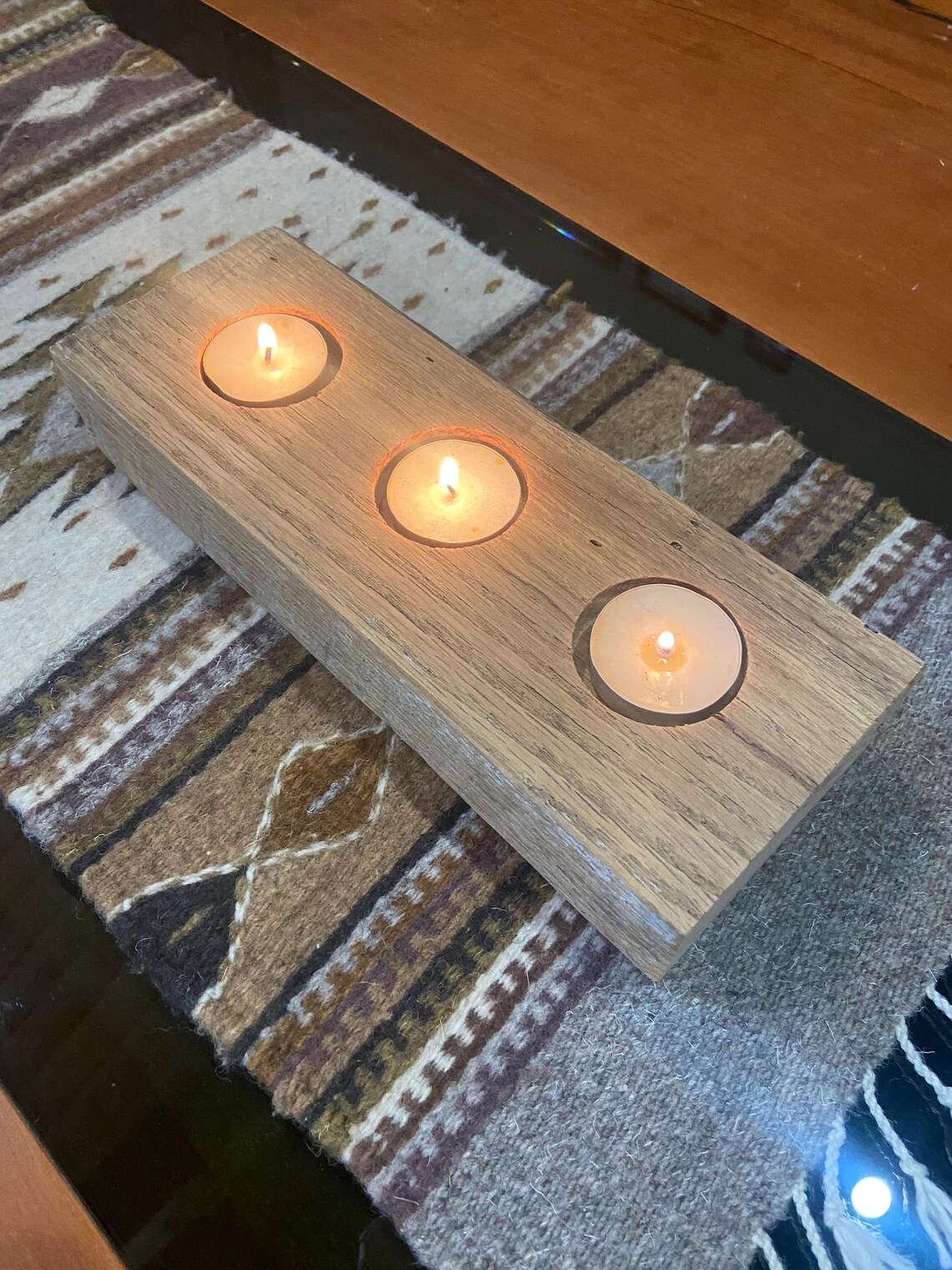 3 Tea Light Holder Reclaimed Barnwood, Rustic, Cabin Decor - Etsy
