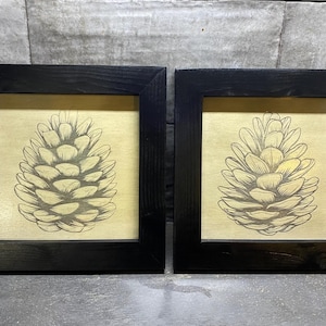Pinecone Pictures, set of 2 | Woodland decor | Cabin Decor | Lodge Decor | Adirondack Decor