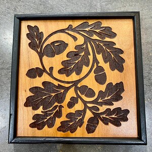 Set of 3 wall plaques, acorns and oak leaves | Nature Art | Cabin Decor | Adirondack  Decor | Wood Wall Tiles
