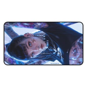 CYBERPUNK - TATTOO - Edgy Artistic Desk Mat, Gamer Mouse Pad, Office Decor, Unique Workstation Mat, Aesthetic Desk Accessory