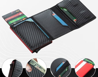 Bonny & Slide Portafoglio Slim Uomo/Donna Con Cursore - Portacarte Alluminio RFID Blocking - 7/8 Carte - 2
