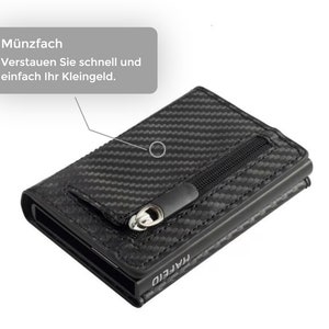 HAFEID Kartenetui mit RFID Schutz und Münzfach Mini Geldbörse mit Magnetverschluss Slim Wallet mit Kartenschieber Portemonnaie Vegan zdjęcie 4