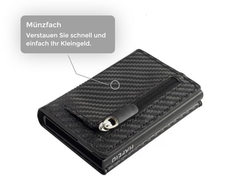 HAFEID Kartenetui mit RFID Schutz und Münzfach Mini Geldbörse mit Magnetverschluss Slim Wallet mit Kartenschieber Portemonnaie Vegan zdjęcie 4