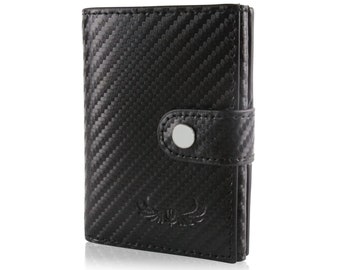 HAFEID mini portefeuille avec protection RFID - portefeuille cuir - portefeuille porte-cartes - portefeuille femmes et hommes - portefeuille slim - porte-cartes
