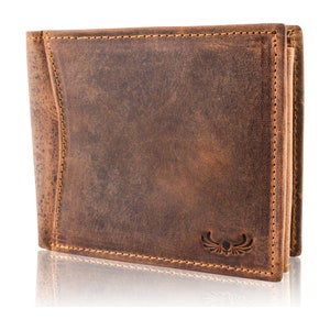 HAFEID wallet with RFID protection - wallet made of genuine leather - purse, wallet, card holder - 13 card slots - brown