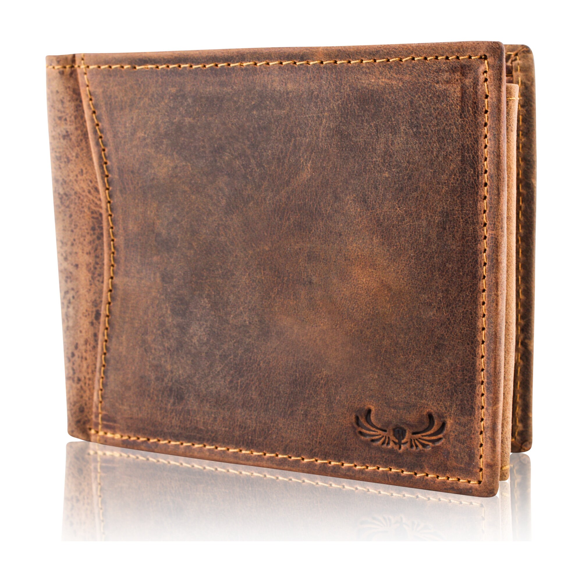 HAFEID wallet with RFID protection - wallet made of genuine leather - purse, wallet, card holder - 13 card slots - brown