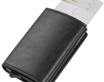 HAFEID Card Case RFID Protection Wallet Purse Card Holder Wallet Slim Wallet Coin Compartment Bill Compartment Vegan