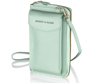 BONNY & SLIDE Portefeuille pour femme – Vegan – Sac à bandoulière pour téléphone portable – Sac pour téléphone portable à suspendre autour de l'épaule – Portefeuille, sac à main, sac à bandoulière