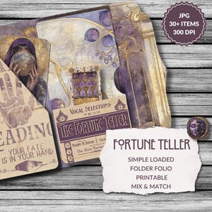 Kit di cartelle Fortune Teller, cartelle combinabili e stampabili con tasche, taglio preciso, foglio collage, cartelletta carica, kit di cartelle stampabili