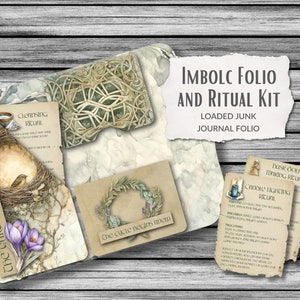 Kit Folio Imbolc con carte rituali e pacchetti di semi stampabili, folio pieghevole con tasche, wicca, pagano, folio caricato, folio stampabile
