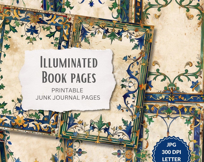 Vintage Medieval Illuminated Manuscript Junk Journal Pages, Vol. I ...