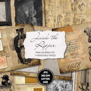 Jack the Ripper Halloween Junk Journal, Gothic Horror afdrukbare pagina's, tijdschriften, plakboeken, papierambachten, Victoriaans, plaats delict, Londen