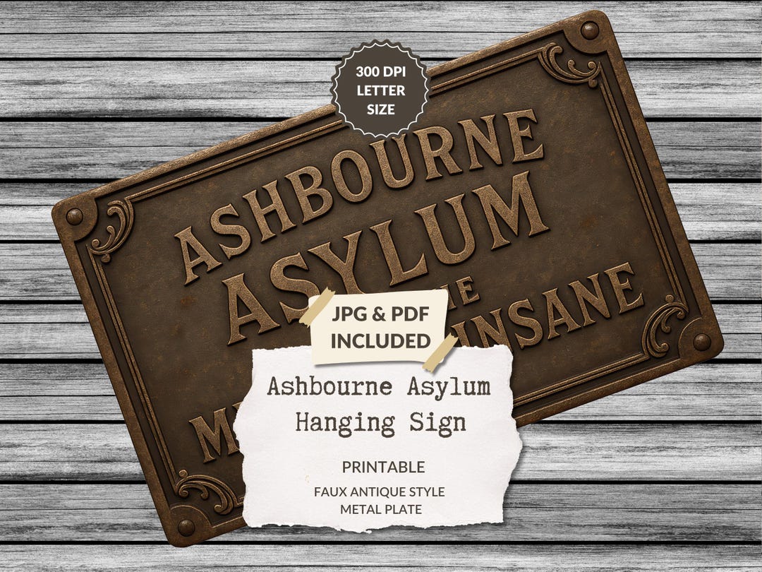 Ashbourne Asylum Vintage Sign – Insane Asylum Hanging Sign, Printable ...