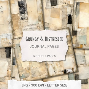 Distressed Junk Journal Pages, grungy, digital scrapbook paper, printable paper, grunge texture, vintage paper ephemera, instant download