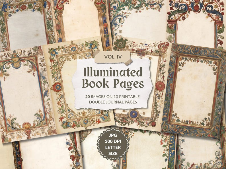 Medieval Style Illuminated Manuscript Vol. IV, Gothic Junk Journal ...
