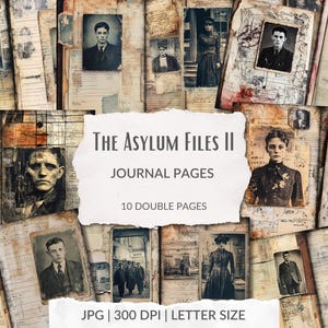 The Asylum Files Vol. II - Junk Journal Pages, Horror, Halloween, JPG, Creepy, Lost Place, Printable, Scrapbook Page, instant download