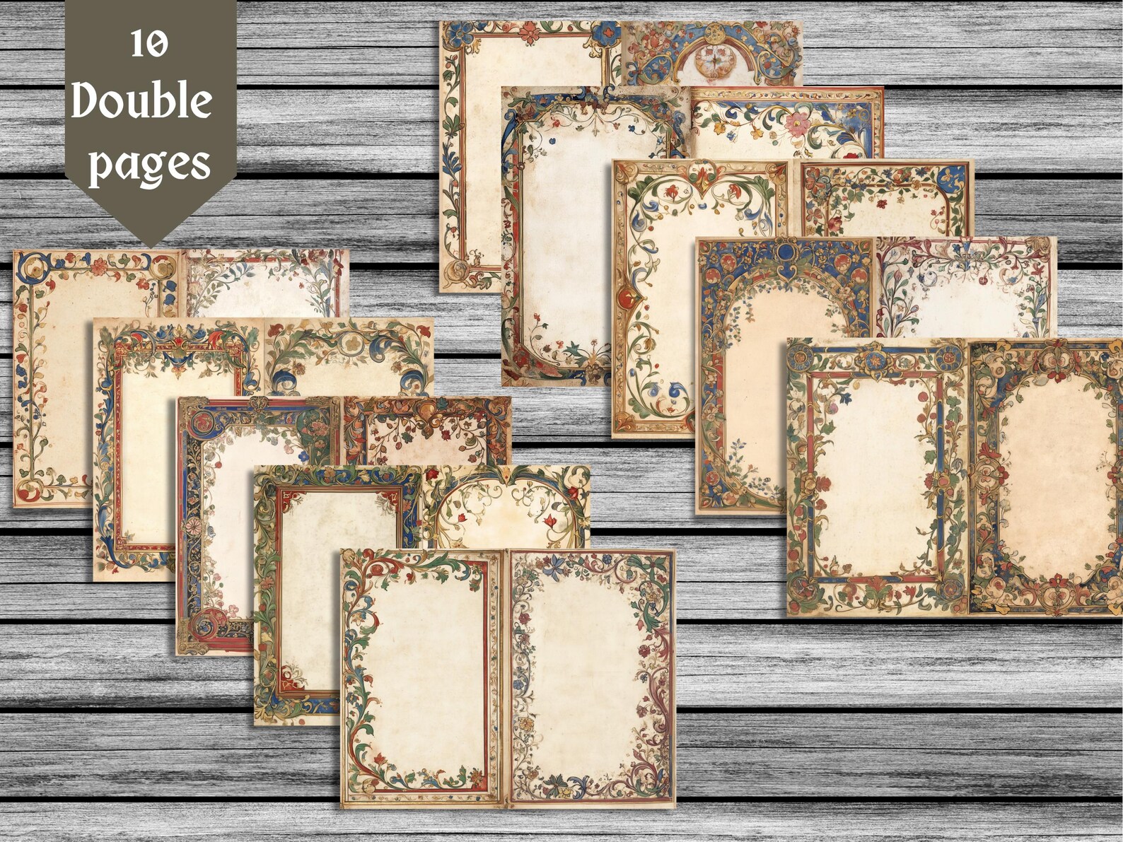 Medieval Style Illuminated Manuscript Vol. V, Gothic Junk Journal Pages ...