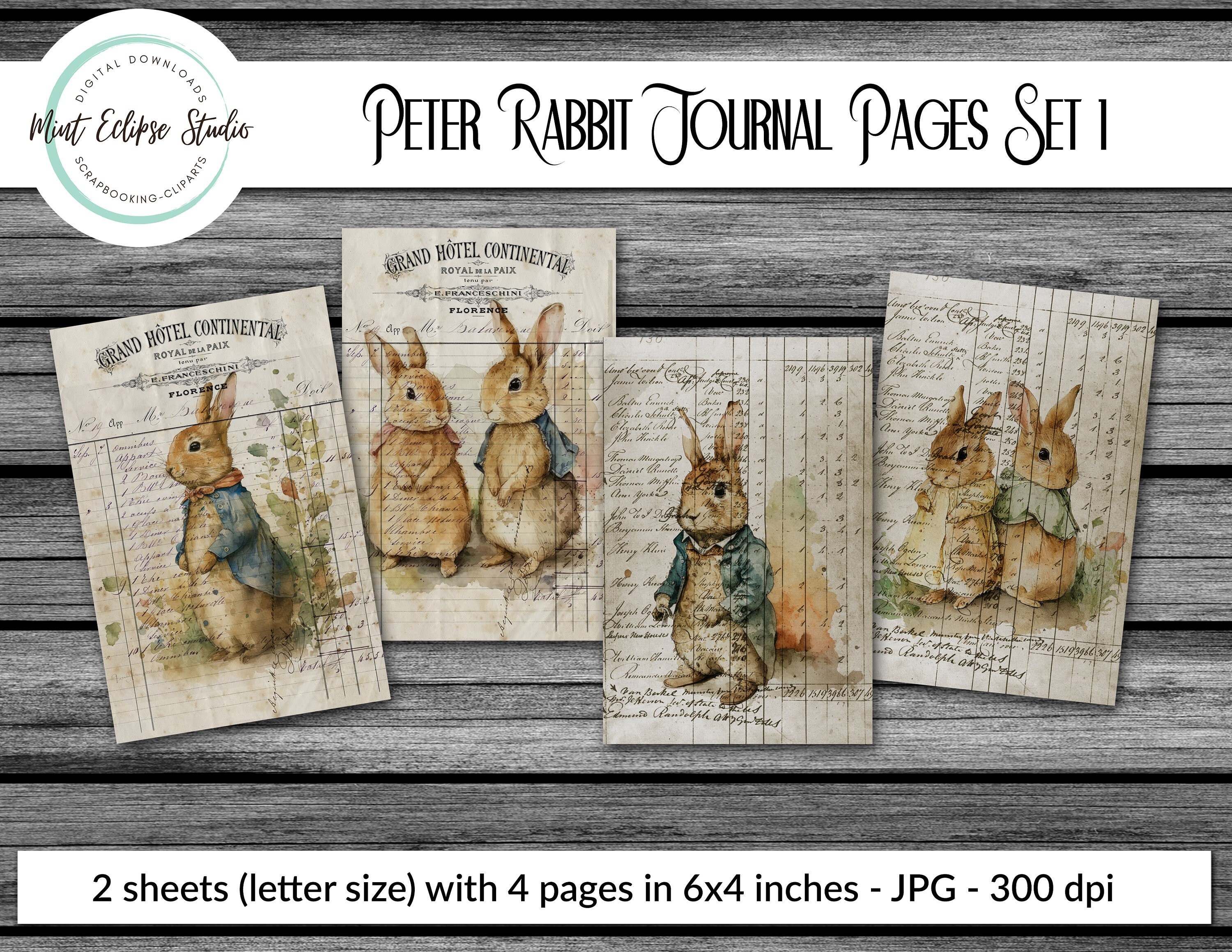 Peter Rabbit Style Junk Journal Printable Pages, 6x4 Digital Paper ...