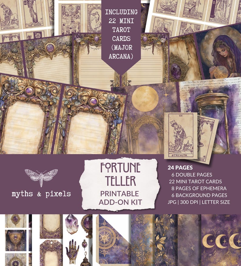 Fortune Teller - Add-on Junk Journal Kit, Palm Reading, Including Mini ...
