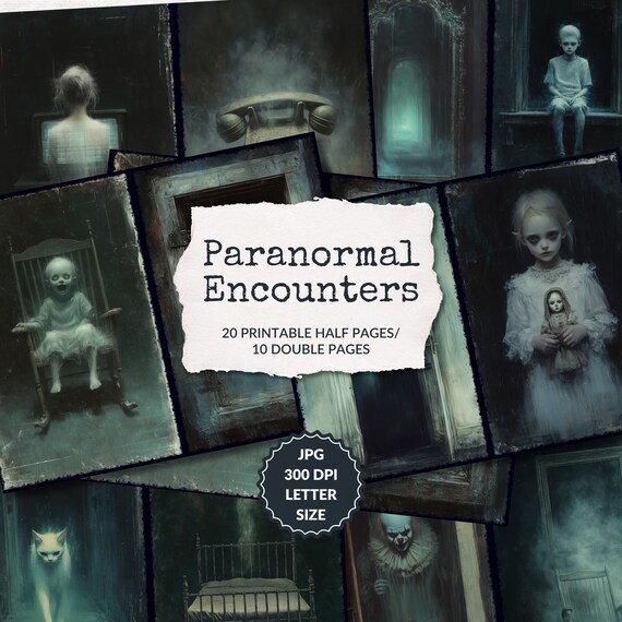 Paranormal Encounters | ghost journal, sinister activities printable, haunted house, creepy hooror scrapbook pages, instant download