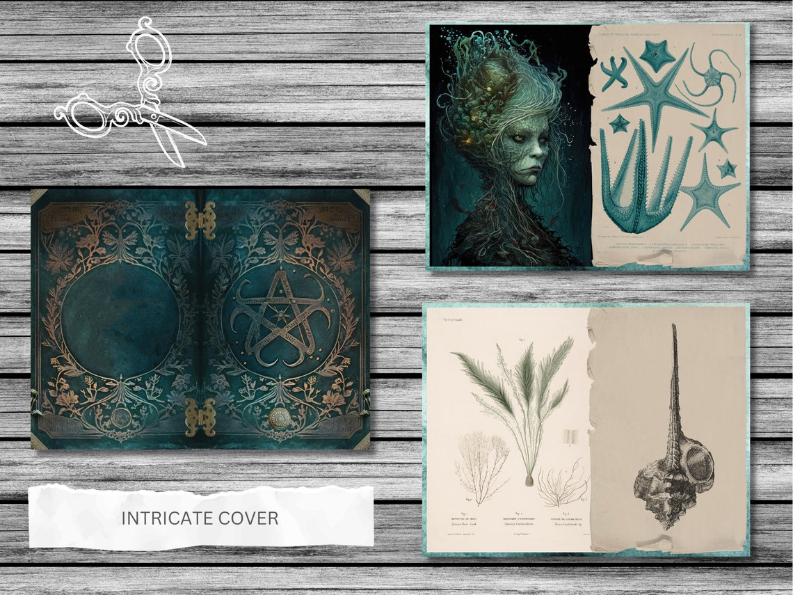 Cursed Ocean, Sea Witch Junk Journal Kit, Printable Dark Siren Ephemera ...