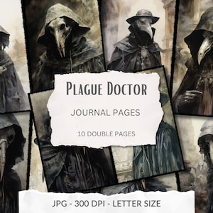 Plague Doctor Journal Pages, gothic horror, Halloween, creepy, macabre, Pest Doktor, medieval printable pages, Scrapbook, instant download