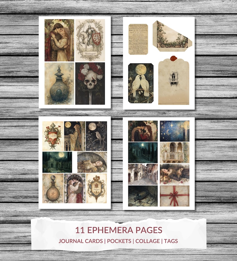 Romeo &amp; Juliet Digital Junk Journal Bundle - 29 Pages Vintage Journal ...
