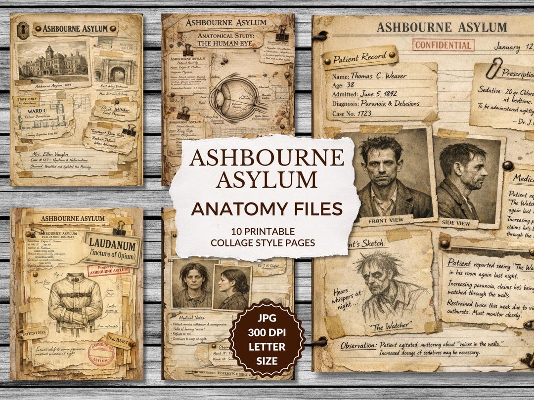 Ashbourne Asylum Collage Papers, Anatomy Files, Patient Records, Dark ...