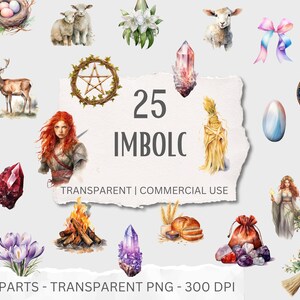 Imbolc Wicca Primavera Celta Neopagão Pagão Páscoa Aquarela Clipart PNG Transparente Digital Download Uso Comercial - Scrapbook Junk Journal