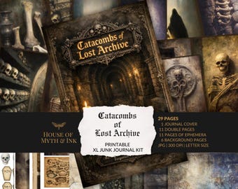 Catacomb Archive – Junk Journal Bundle | Memento Mori Printable Ephemera | Dark Fantasy Ephemera | Cemetery Collage, Dark Academia Journal