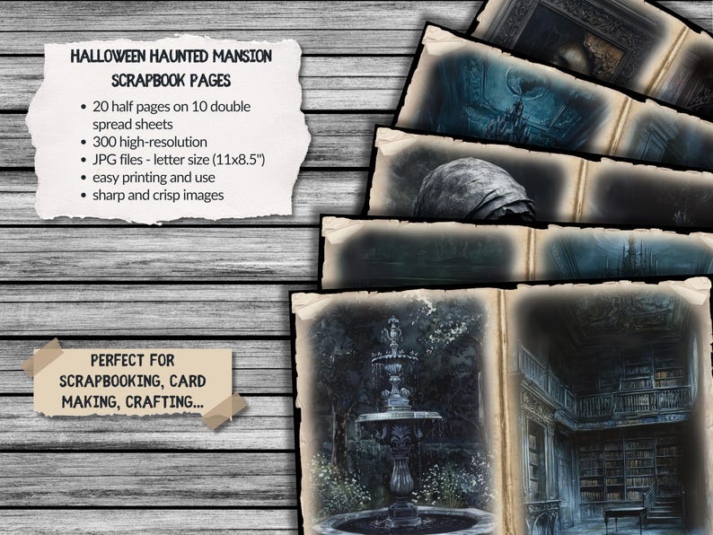 Haunted Mansion – 10 Junk Journal Pages, Horror, Halloween Haunted ...
