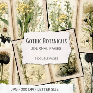 Vintage Herbs Junk Journal Pages, Gothic Botanical printable,Floral Printable Decor, Herbal Collage Sheet, Scrapbook Paper, Digital Download