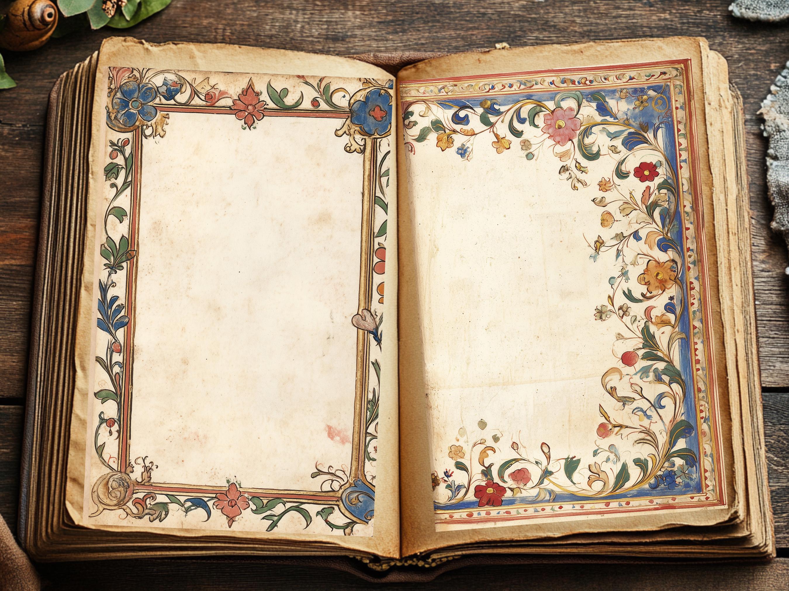 Medieval Style Illuminated Manuscript Vol. V, Gothic Junk Journal Pages ...