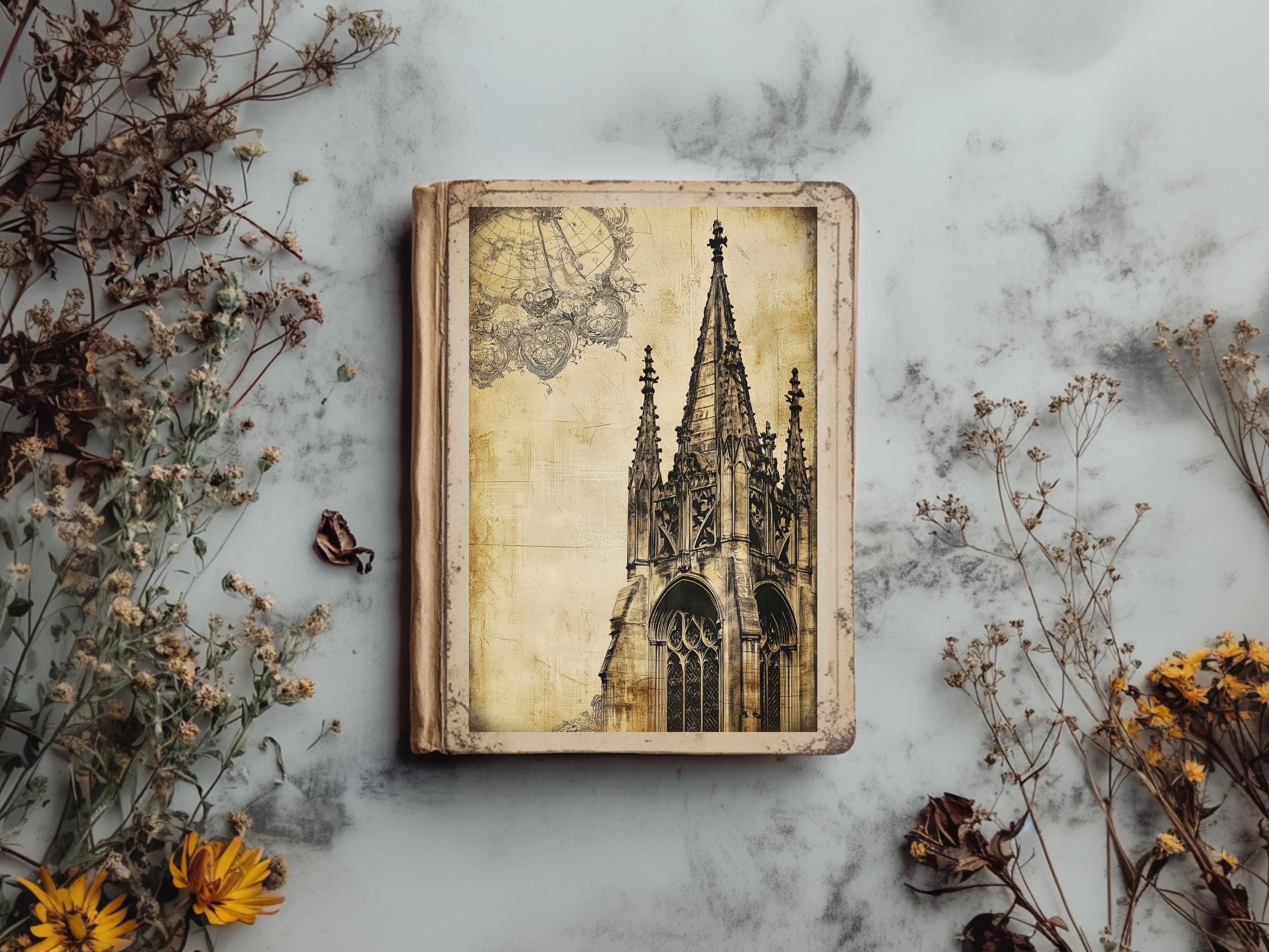 Gothic Cathedral – 10 Junk Journal Pages, Gothic Architecture Printable ...