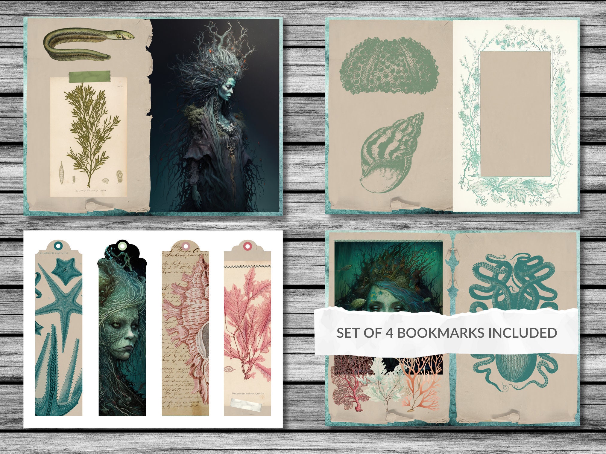 Cursed Ocean, Sea Witch Junk Journal Kit, Printable Dark Siren Ephemera ...