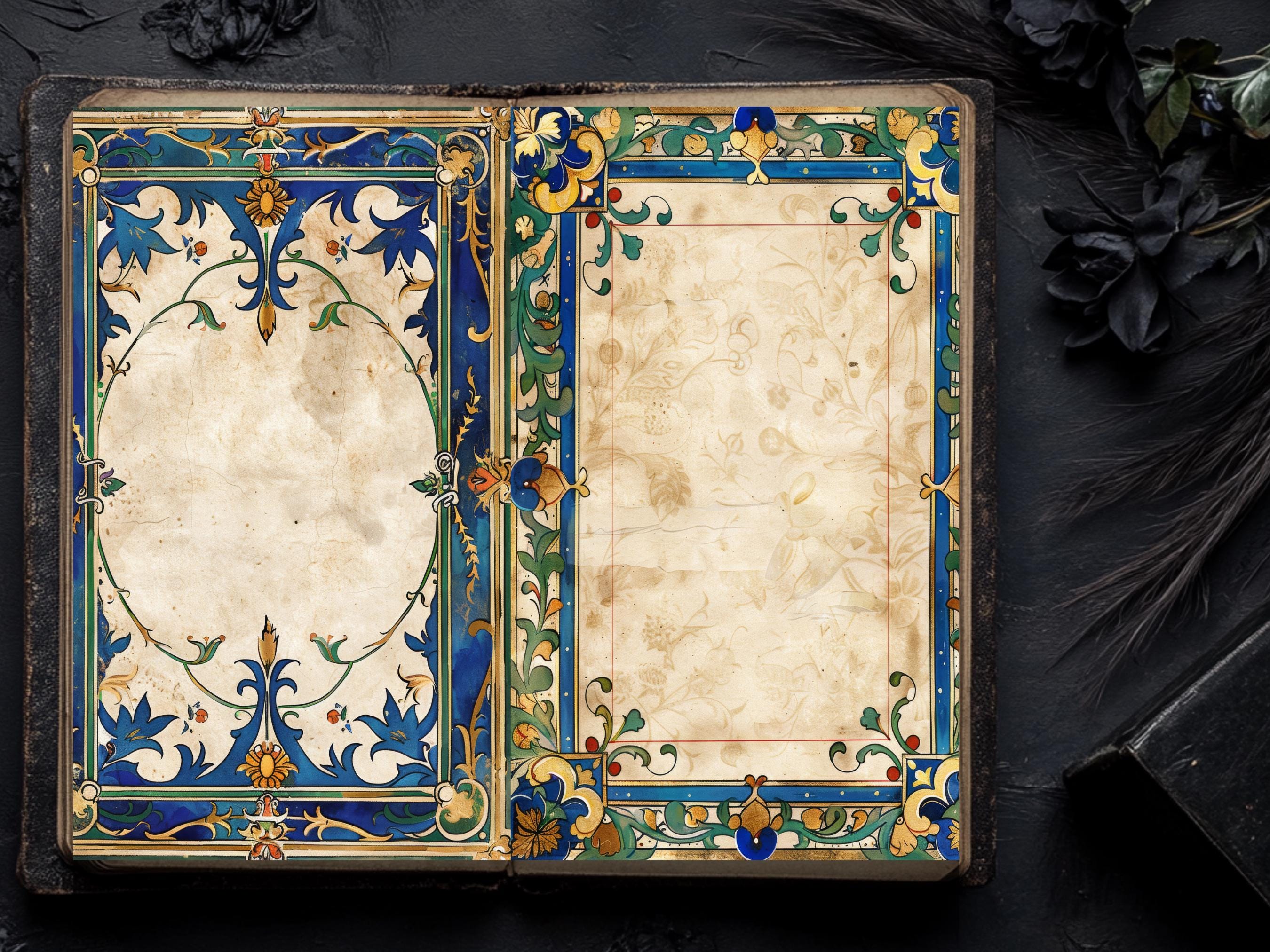 Vintage Medieval Illuminated Manuscript Junk Journal Pages, Vol. I ...