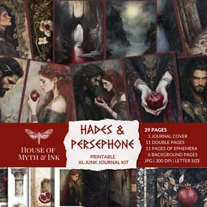 Kit per diario Ade e Persefone, dark romance, inferi stampabili, effimeri di mitologia greca, olimpiadi stampabili, diario dark academia