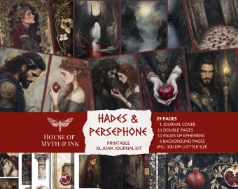 Hades & Persephone - Journal Kit, dark romance, underworld printable, greek mythology journal, olympians printable, instant download