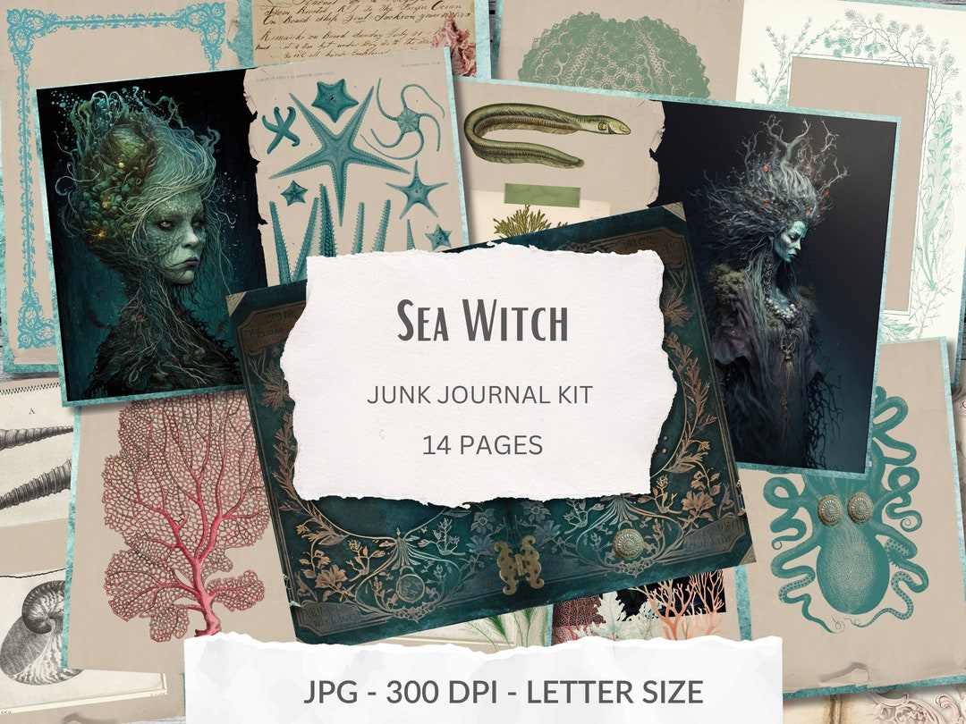 Cursed Ocean, Sea Witch Junk Journal Kit, Printable Dark Siren Ephemera ...