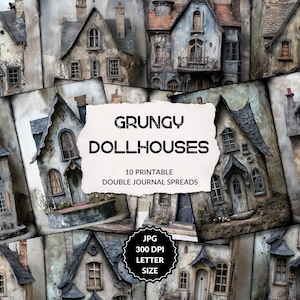 Grungy Dollhouse - 10 pagine di diario spazzatura, vecchia casa, rustico, grunge, casa stampabile doppia pagina, download digitale, casa delle bambole gotica