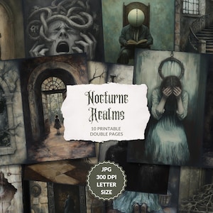 Nocturne Realms - Pagine di diario spazzatura, incubo sinistro stampabile, orrore maledetto, sogni infestati, effimeri inquietanti, download immediato