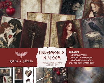 Underworld in Bloom - Hades & Persephone - Add on Kit, dark romance, underworld printable, greek mythology journal pages, instant download