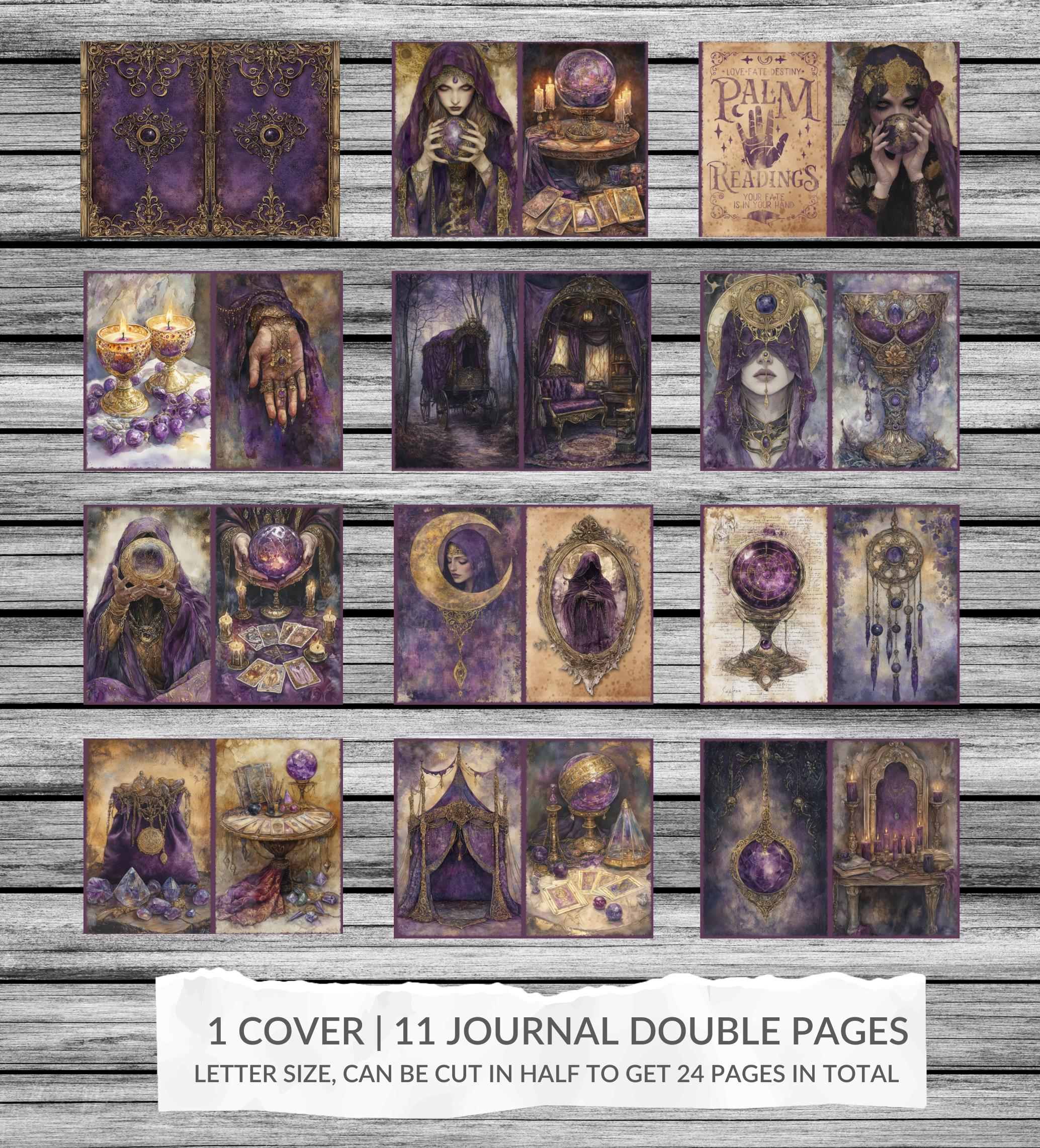 Fortune Teller Junk Journal Kit, Palm Reading, Printable Tarot Cards ...