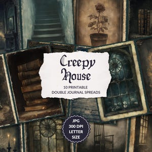 Creepy House - 10 pagine di diario spazzatura, horror, Halloween, casa infestata, inquietante, luogo perduto, spettrale stampabile, effimere inquietanti, download