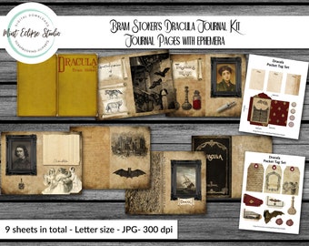 Kit de journal intime Dracula Bram Stoker, éphémères vampires, roman gothique, éphémères vampires, imprimable, victorien, Nosferatu, téléchargement instantané