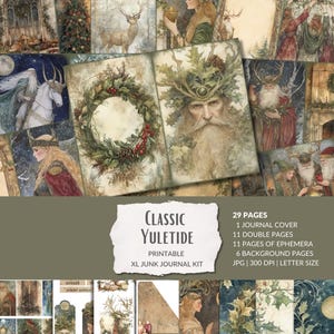 Yuletide Junk Journal, pages païennes imprimables, Yule imprimable, Noël païen, wicca, pages d'album de Noël, Holly King, Solstice d'hiver